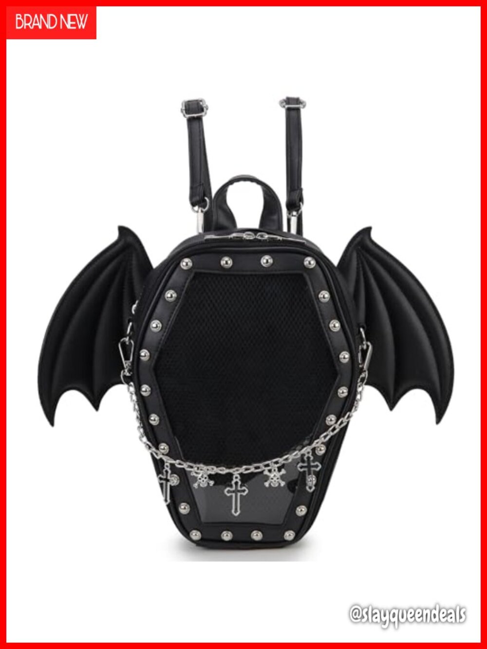 Gothic Coffin Ita Bag Vegan Leather Display Backpack Pin Crossbody